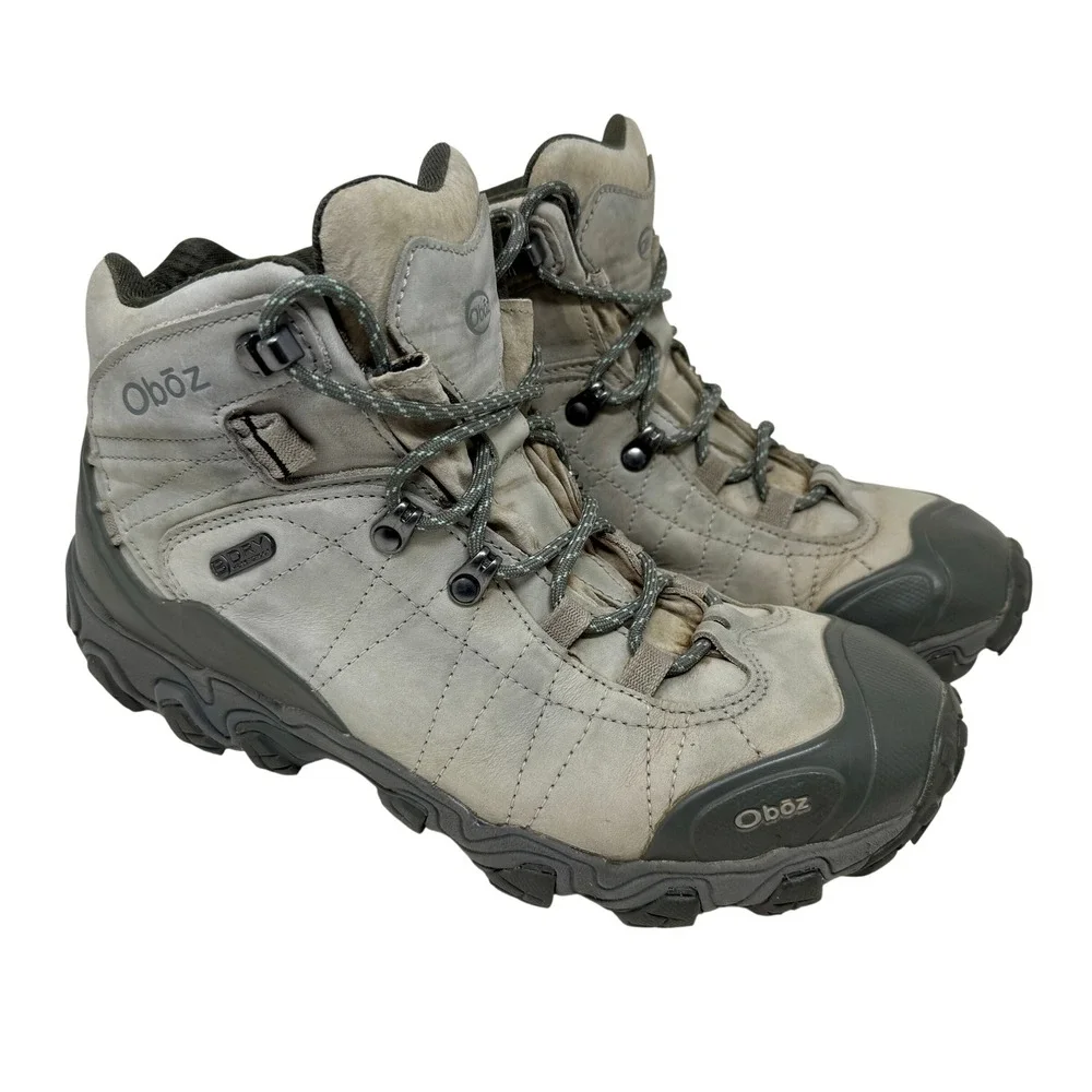 Oboz Premium‎ Bridger Mid Hiking Boots Waterproof Leather Grey Women's Size 11